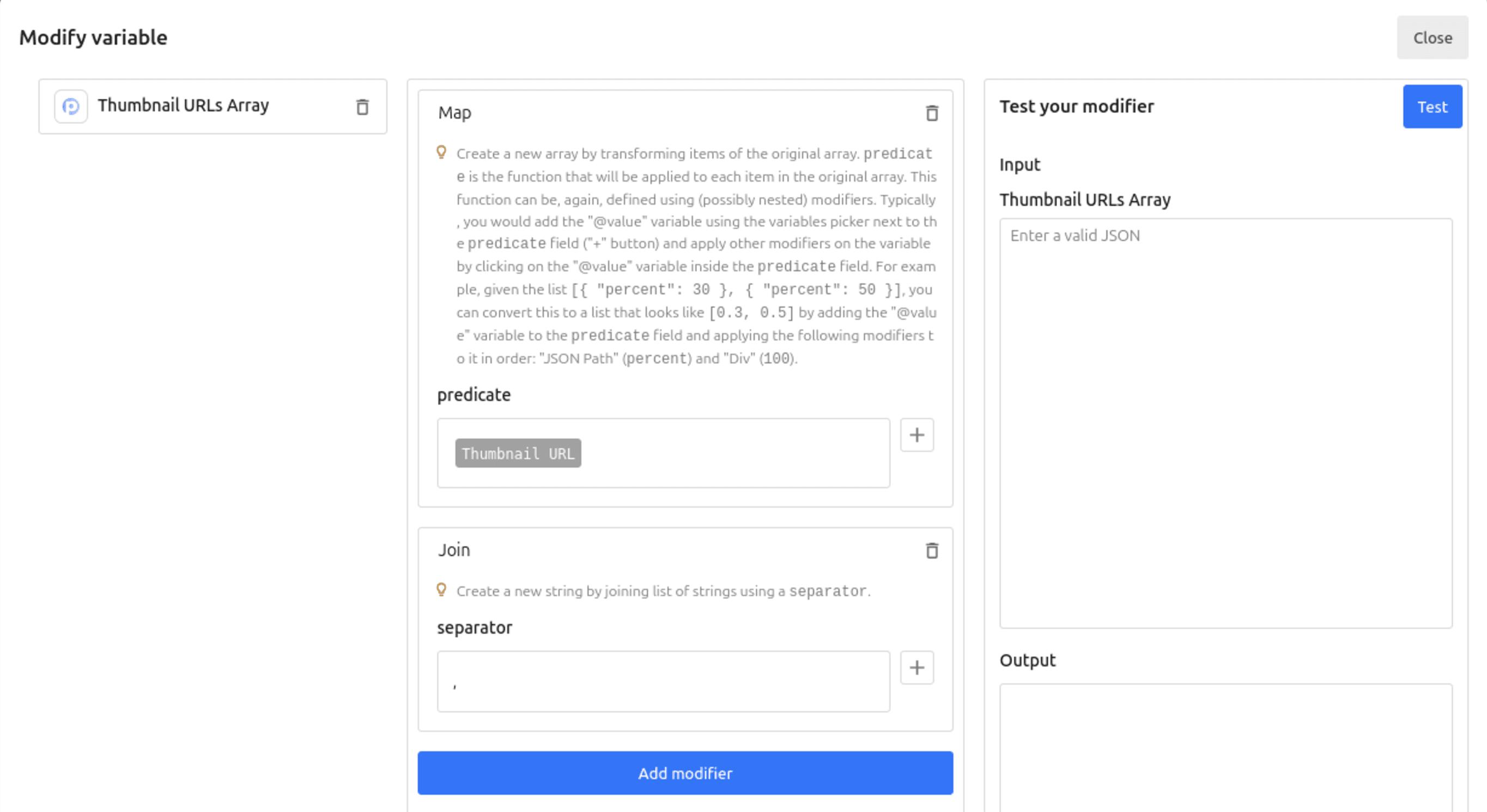 Joining all thumbnail URLs into a string