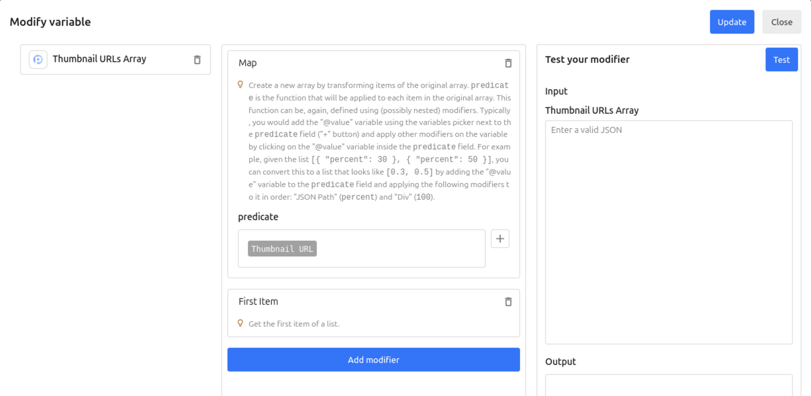 Select first thumbnail