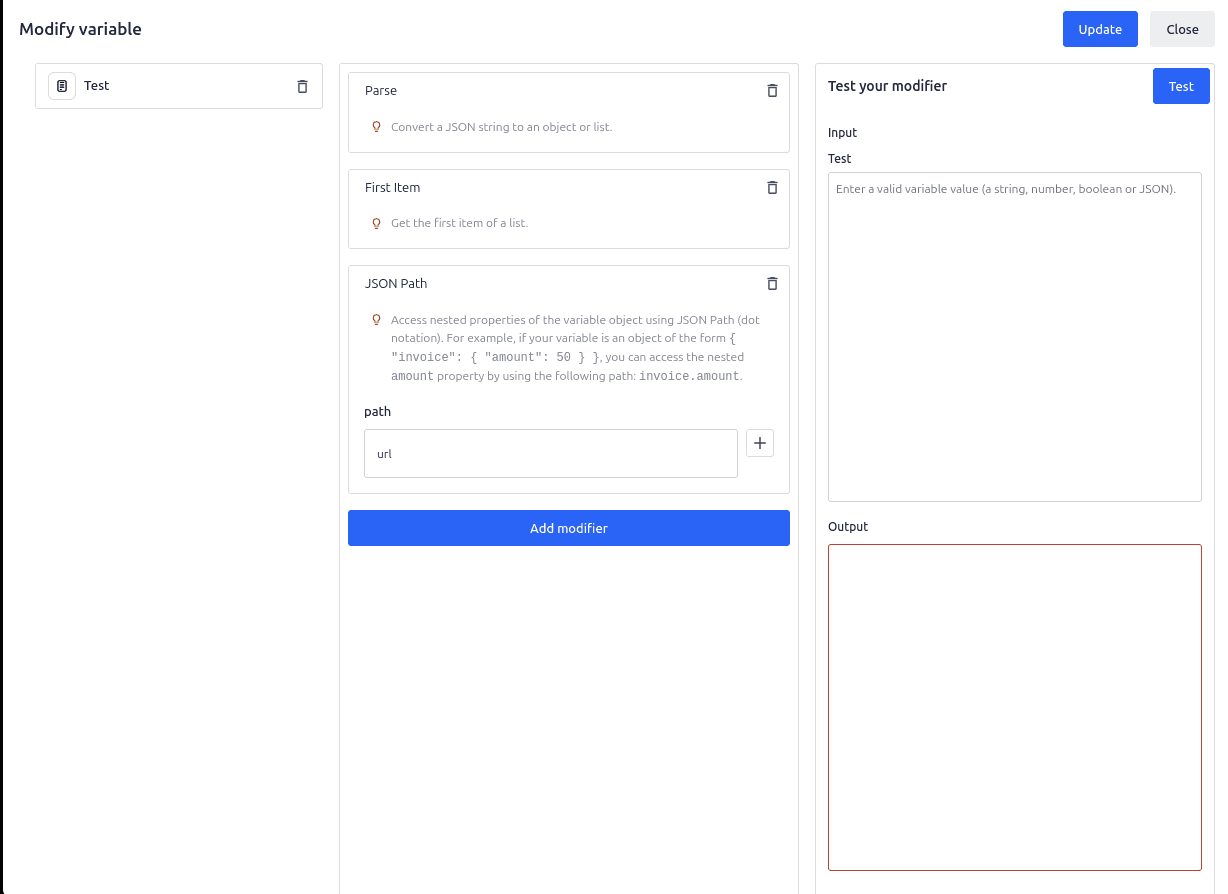 Airtable asset modifier dialog