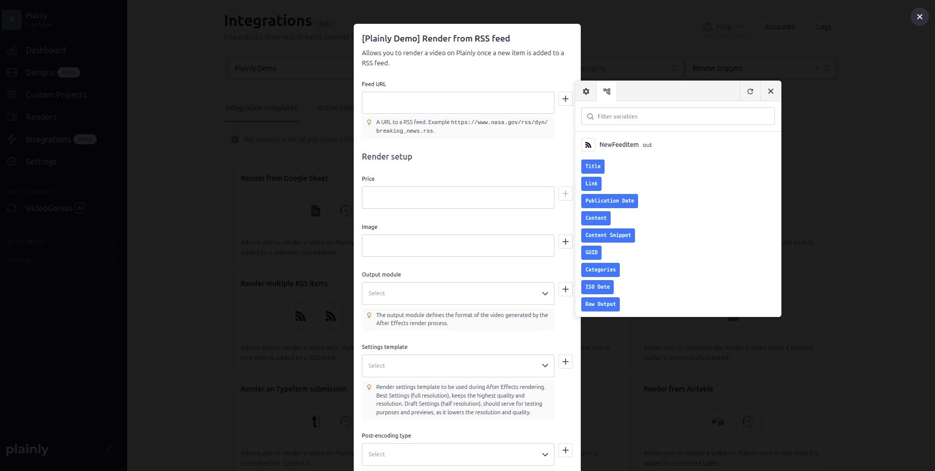 RSS feed trigger